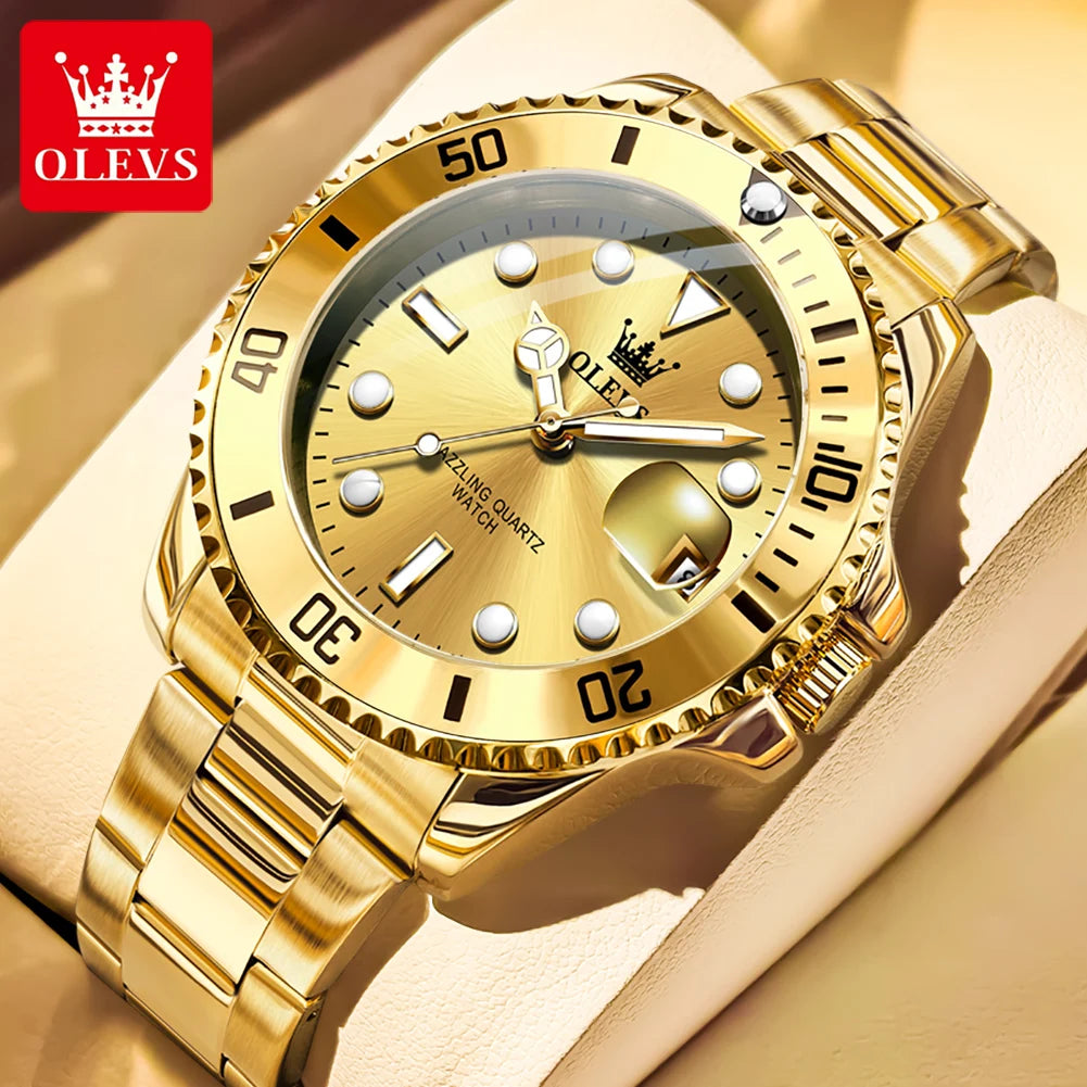 OLEVS 5885 Quartz Date Mens Watch Brushed Stainless Steel