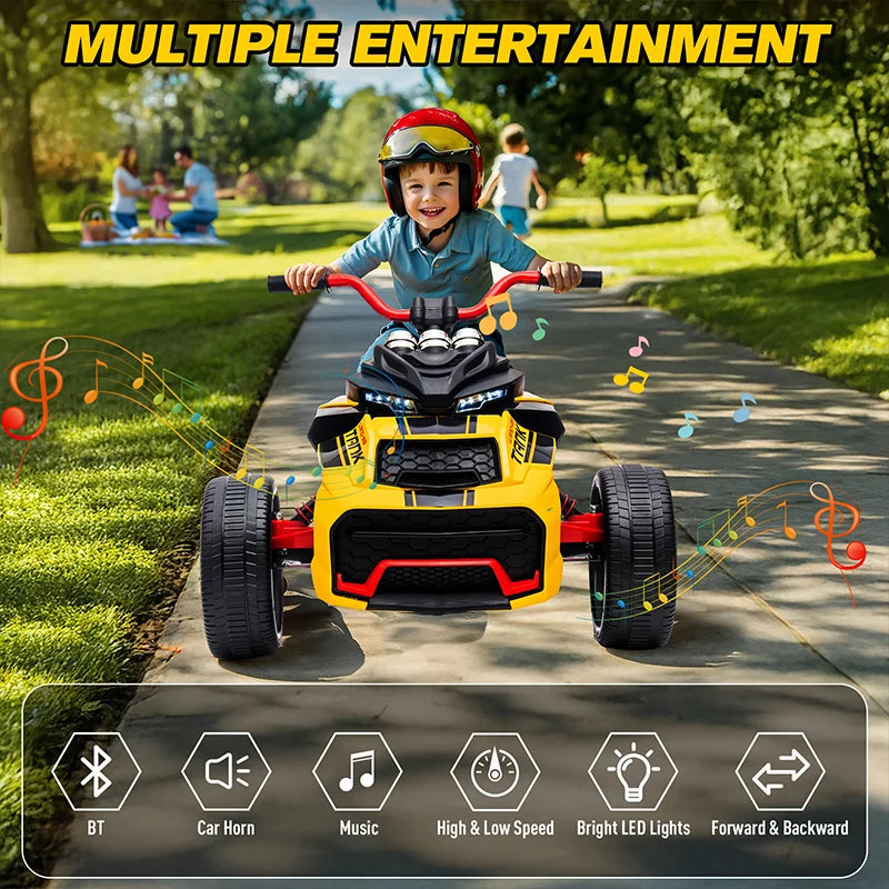 Mukidy 12V Kids ATV Ride On Toy Three Wheel Vehicle