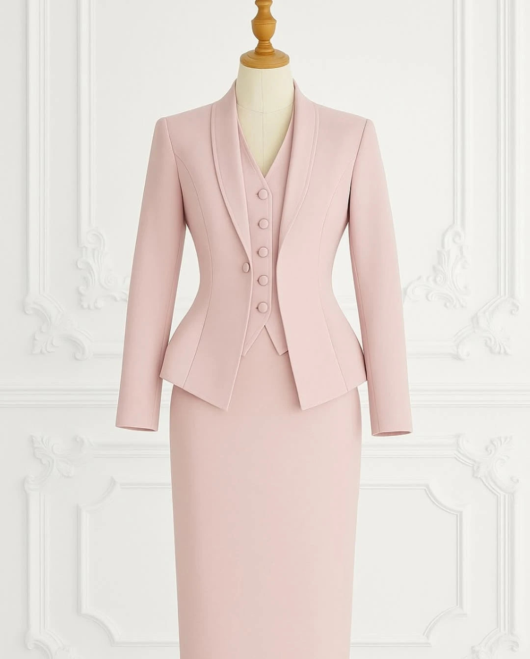 NCDIMSCN Three Piece Women Suit Set Blazer Skirt Vest