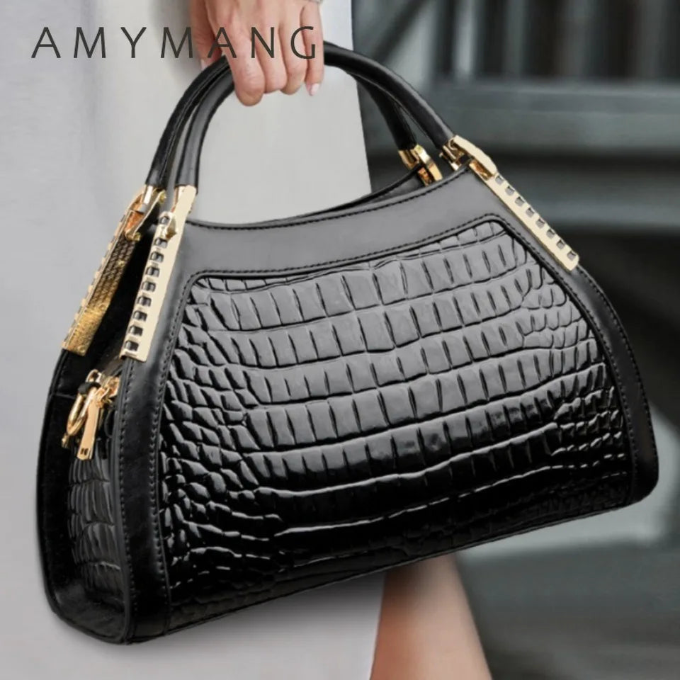 AMYMANG Alligator Patent Leather Shoulder Crossbody Bag