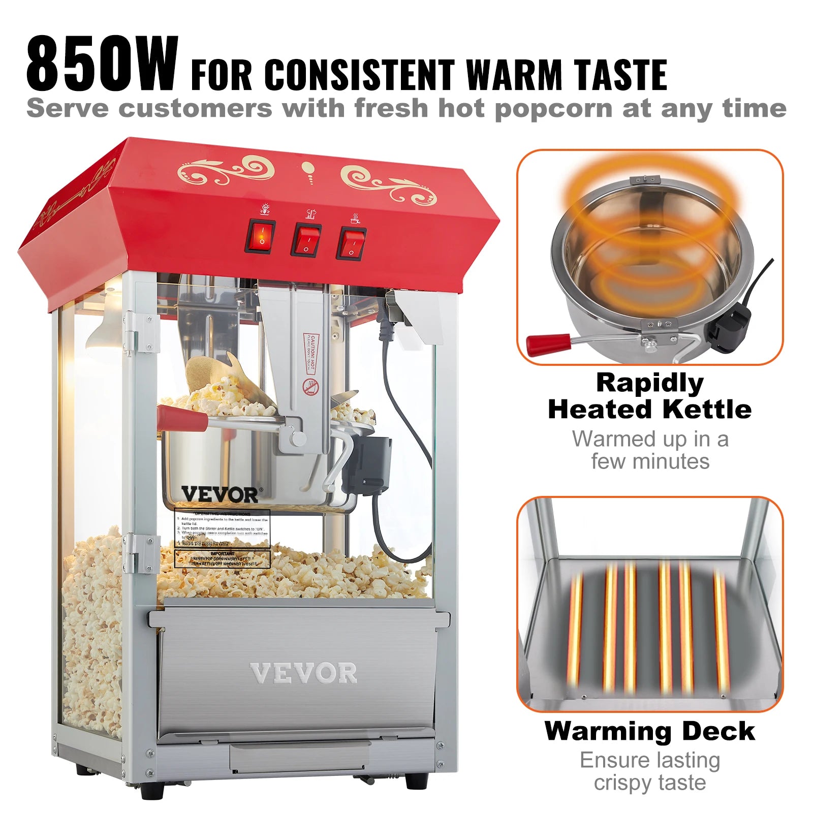 SucceBuy Electric Popcorn Maker Commercial Popper Machine With SUS304