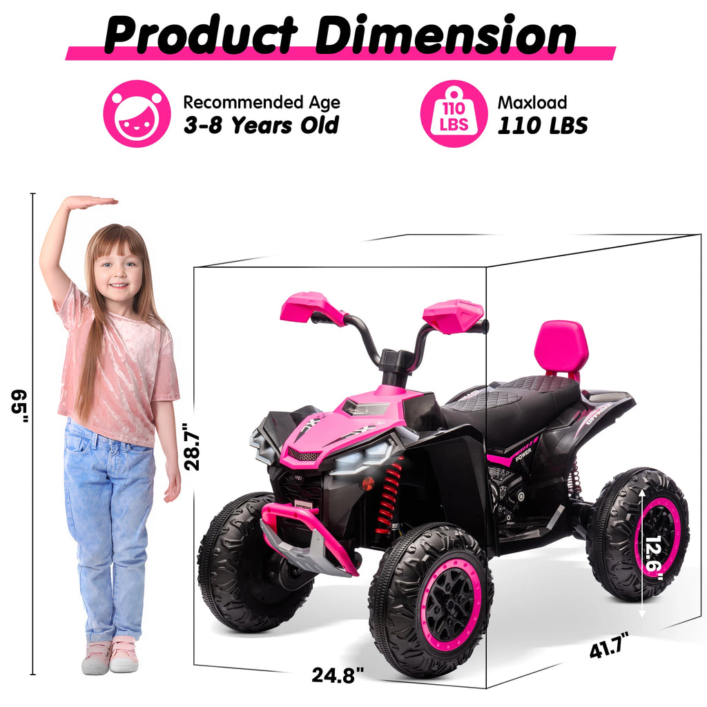 JOYRACER Kids ATV 4 Wheeler 24V Ride On Dual Seater
