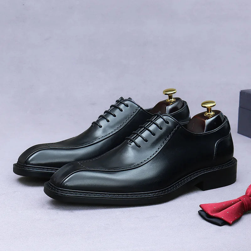 New Fashion Men Oxford Black/Coffee Casual Genuine Leather Business Buckle Square Toe Office & Career Men's Sapatos Shoes