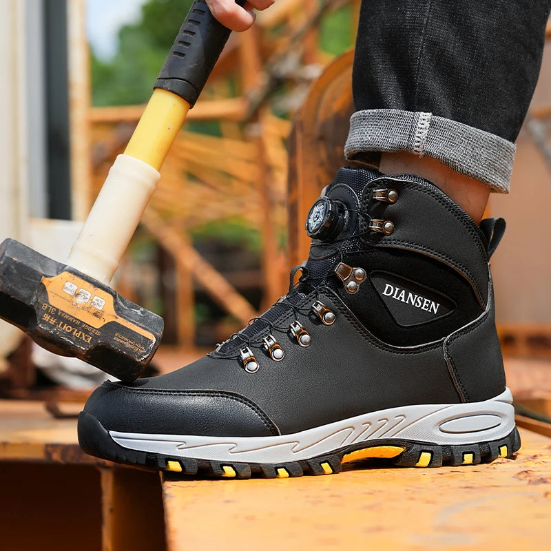 Men's Safety Work Boots Indestructible Steel Toe Anti- Smash Resistant Stab Proof Safety Shoes Breathable Slip-Resistant Durable