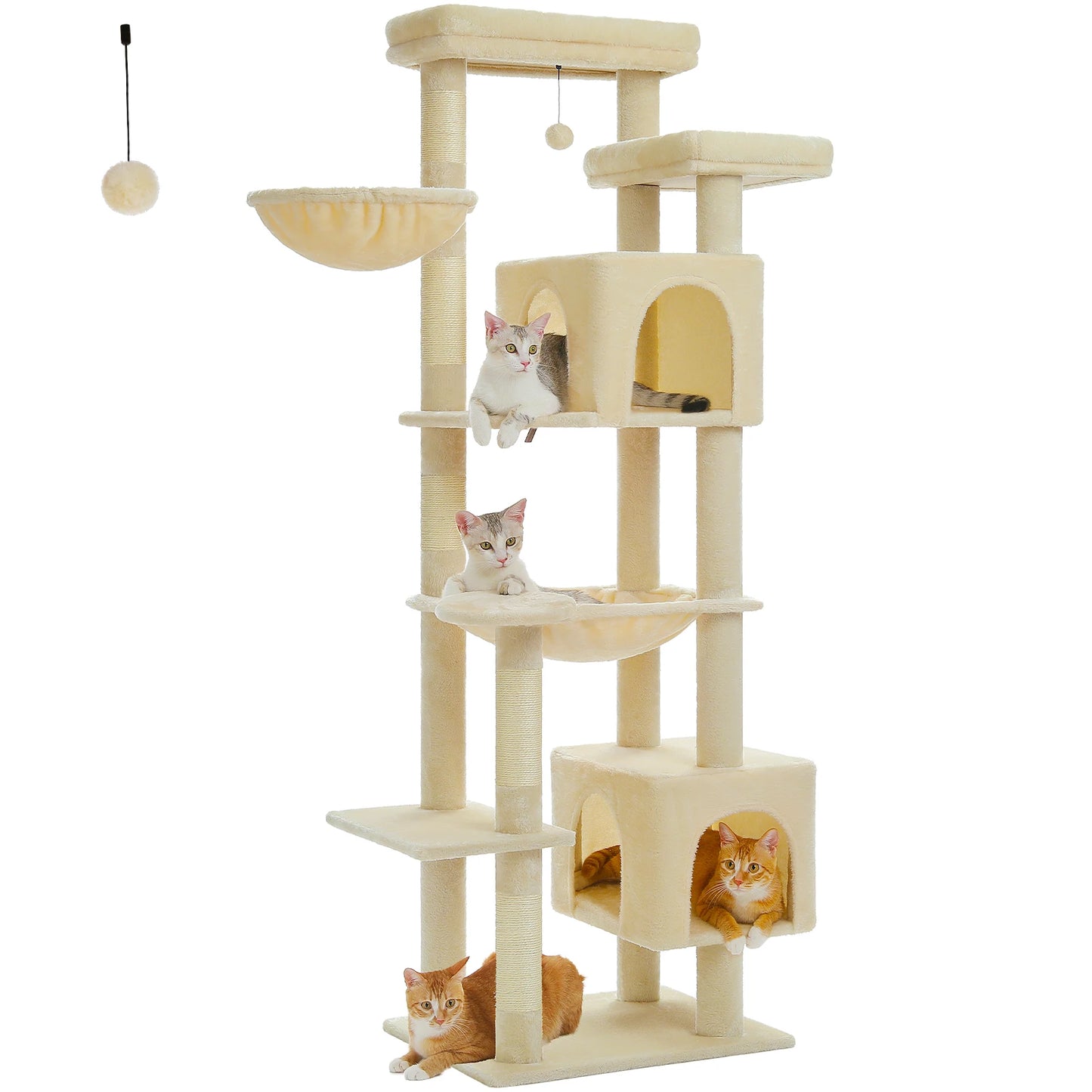 Large Cat Tree Tall Cat Tower for Indoor Cats Multi Level Plush Cat Condo with Scratching Posts Scratching Boards Perches and Caves
