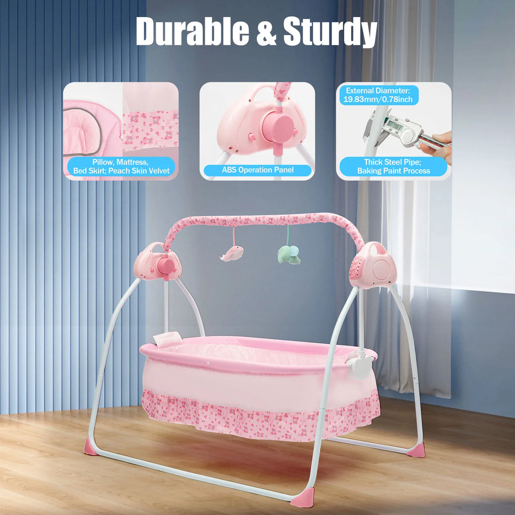 Cradle Swing Sleeping Bed Auto Rocking Chair Bed Swing 5 Speed Stand Baskets Musical Sleeping Basket For Infants 0 To 18 Months