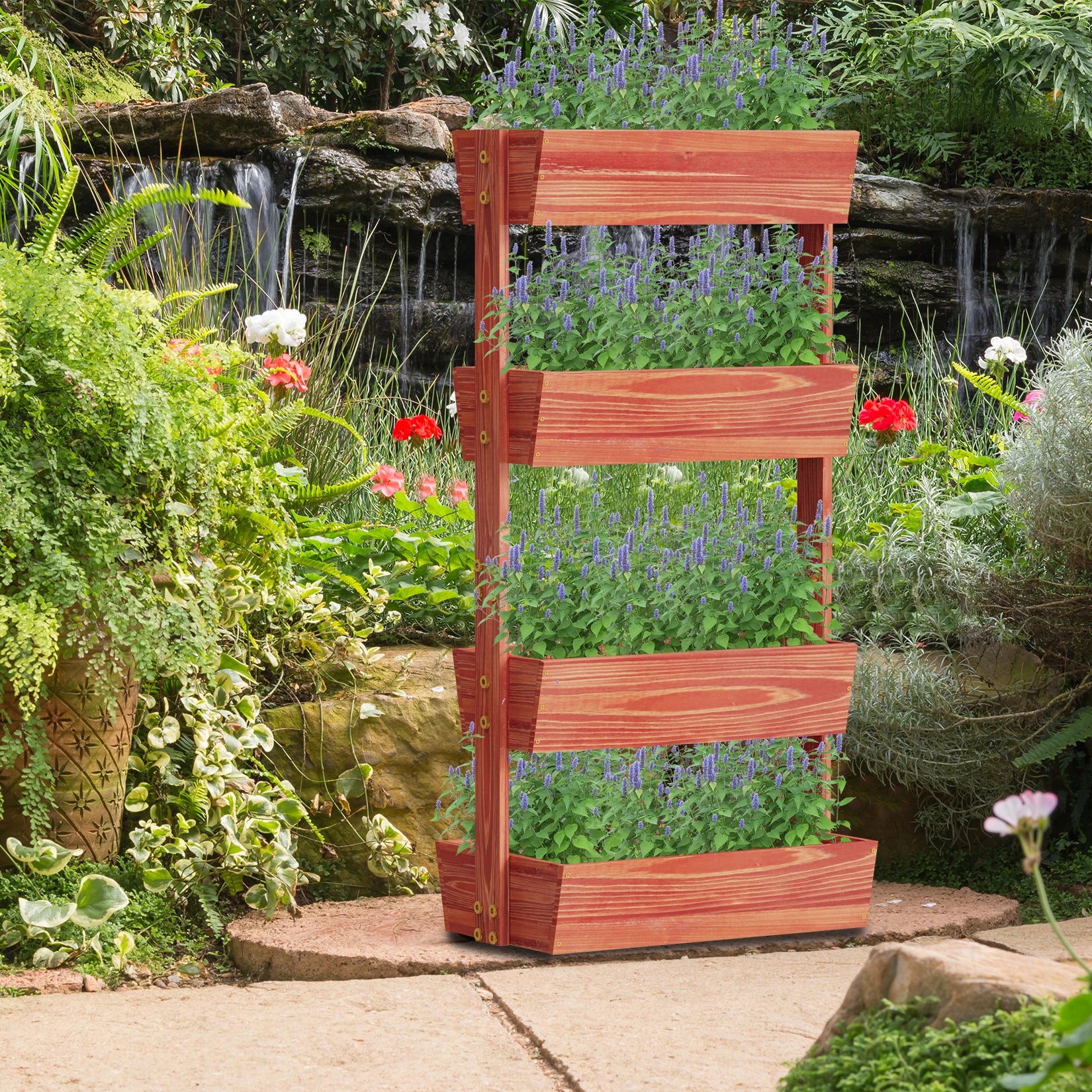 Finishing Vertical Garden Bed With Detachable Ladder And Adjustable Shelf