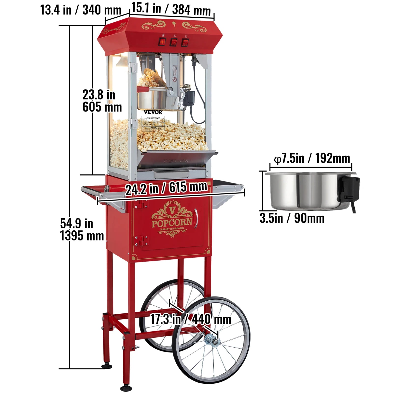 SucceBuy Electric Popcorn Maker Commercial Popper Machine With SUS304