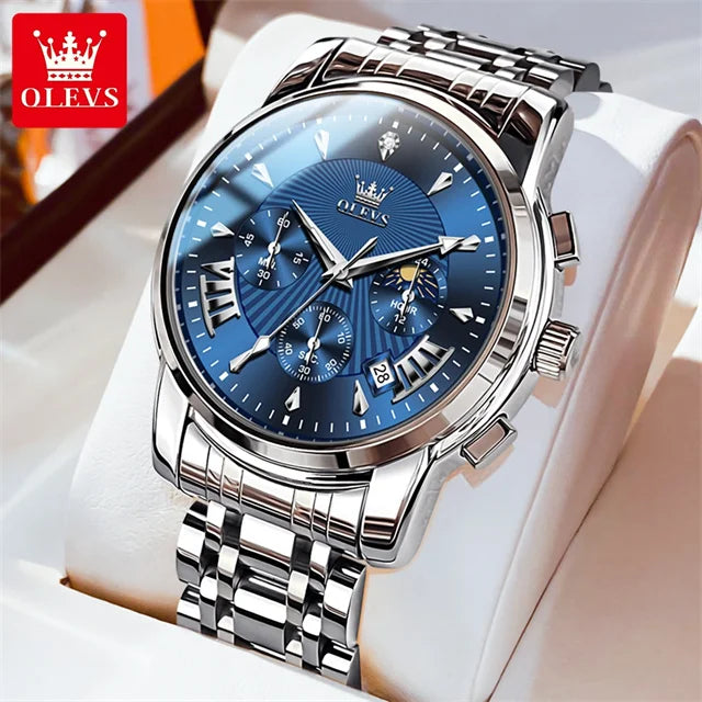OLEVS Men's Luxury Quartz Watch Chronograph Stainless Steel