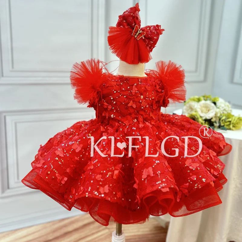 Luxury flower children's wedding dress sweet and cute panton skirt Children's seasons banquet baby first Christmas dinner Girls