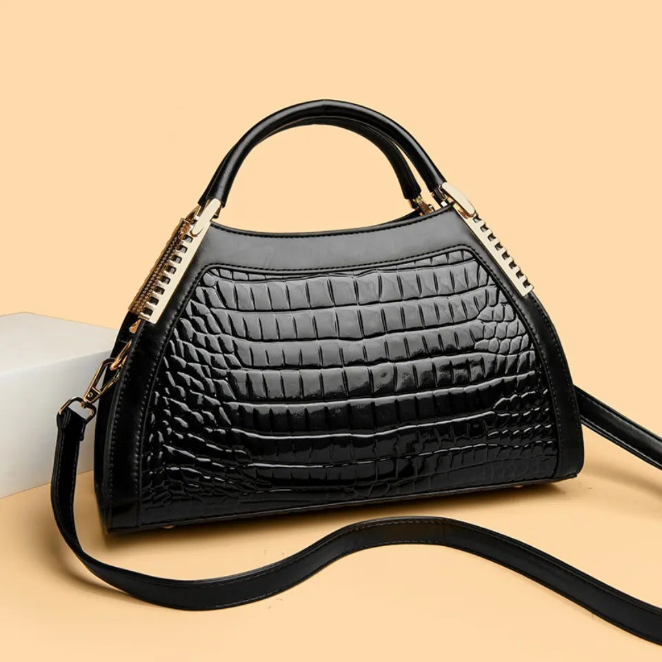 AMYMANG Alligator Patent Leather Shoulder Crossbody Bag