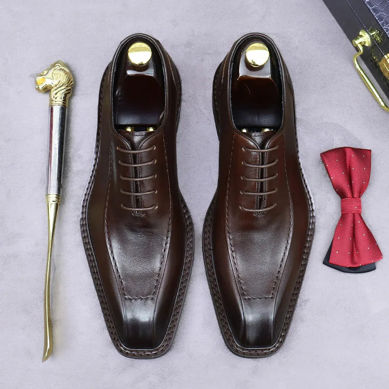 New Fashion Men Oxford Black/Coffee Casual Genuine Leather Business Buckle Square Toe Office & Career Men's Sapatos Shoes