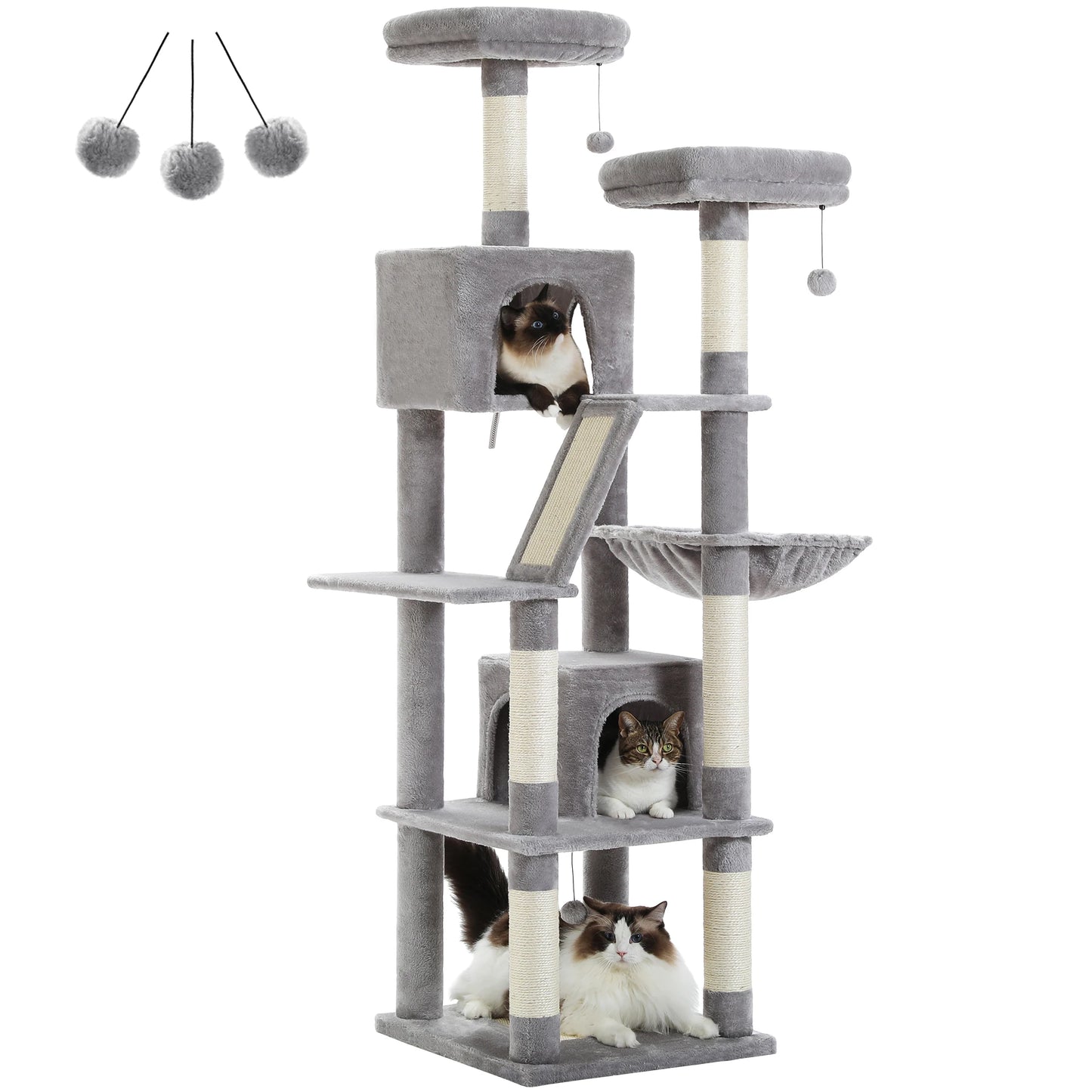 Large Cat Tree Tall Cat Tower for Indoor Cats Multi Level Plush Cat Condo with Scratching Posts Scratching Boards Perches and Caves