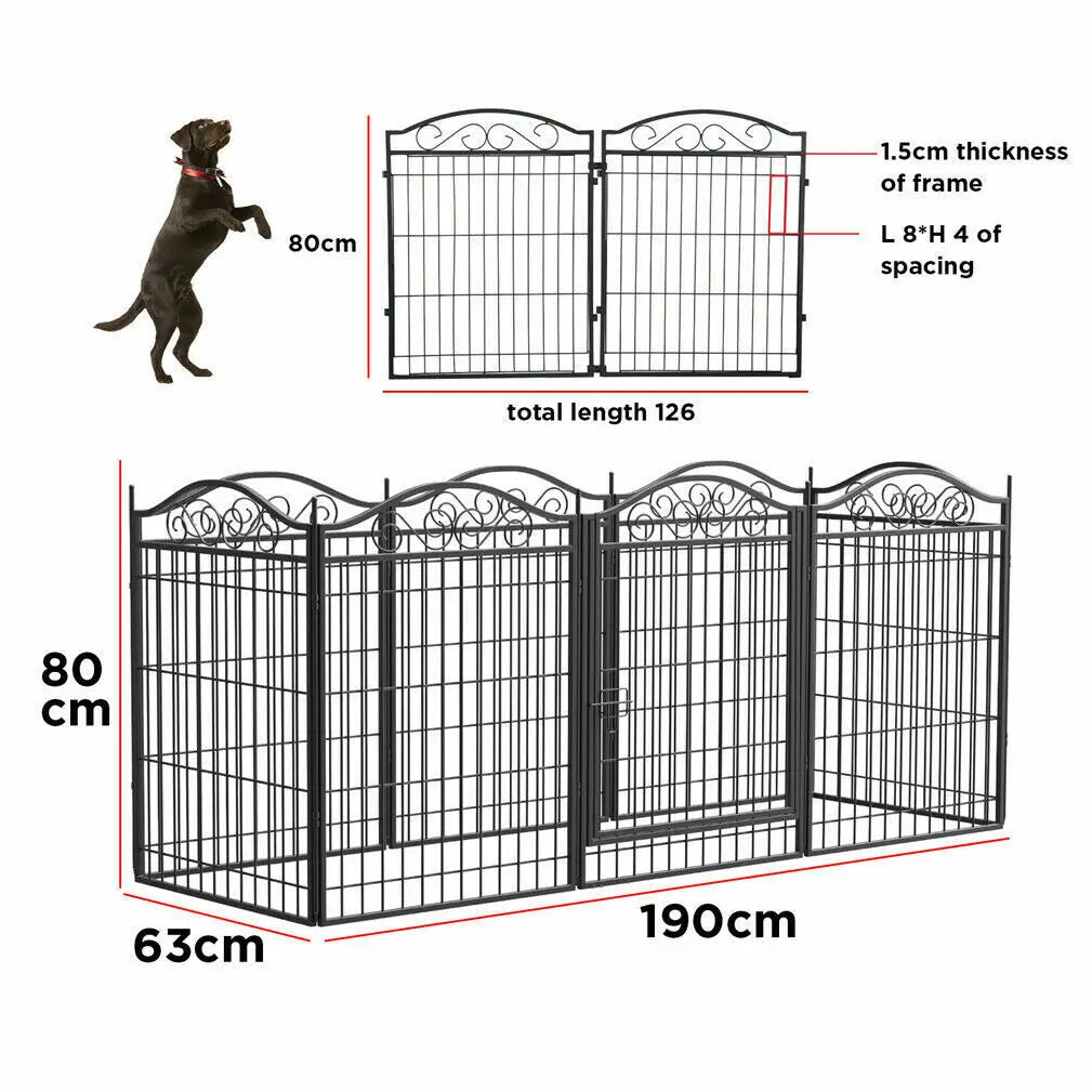 BINGOPAW Heavy Duty Metal Dog Playpen 8 Panel Foldable Kennel Fence