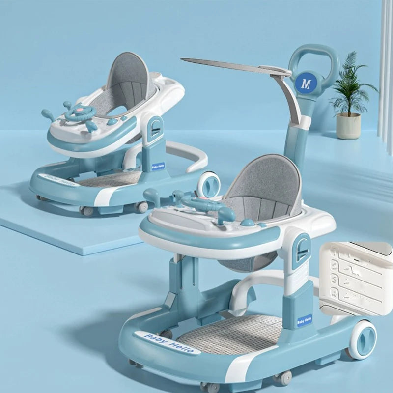 2 In 1 Baby Walker Anti Roll Over With Learning Toy For Infants