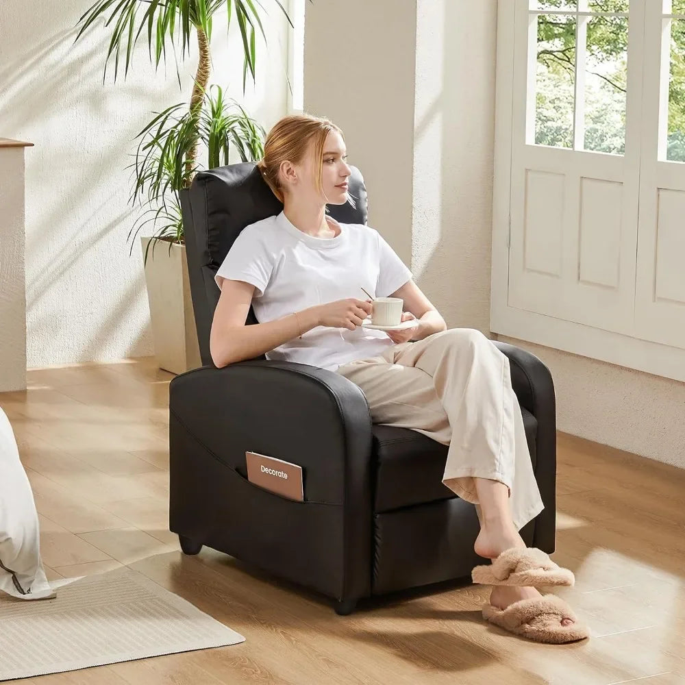 Recliner Chair Massage Reclining for Adults, Comfortable PU Leather Recliner Sofa Adjustable Home Theater Seating Lounge