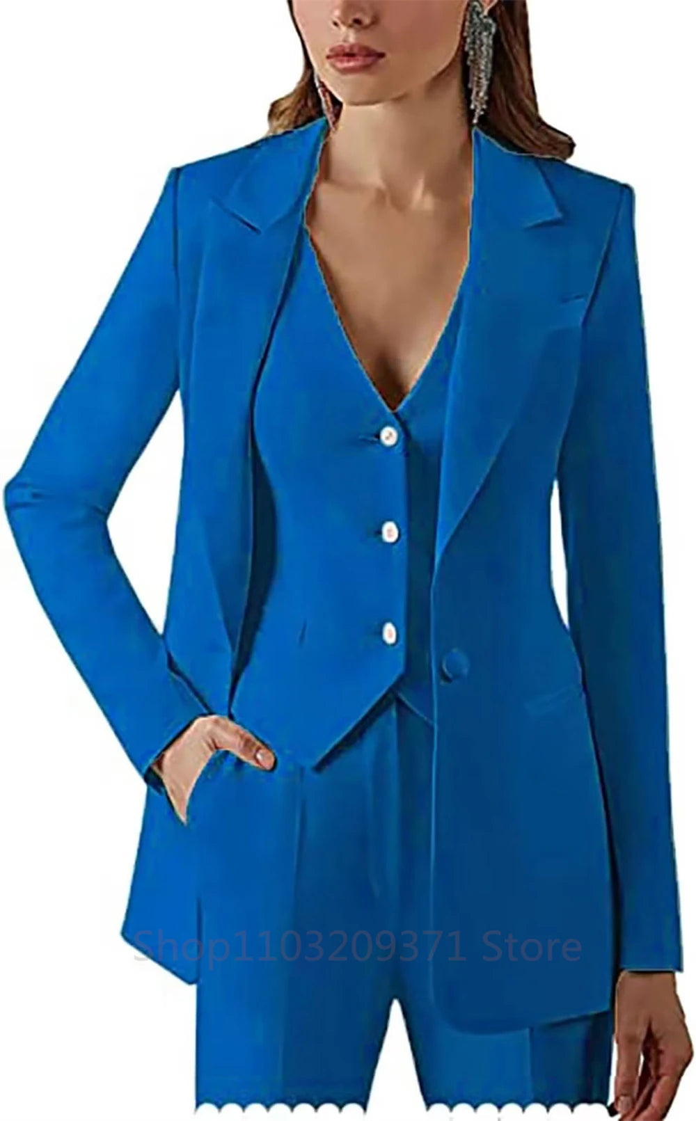 Women Suit Set Lapel Blazer Vest Pants Office Lady