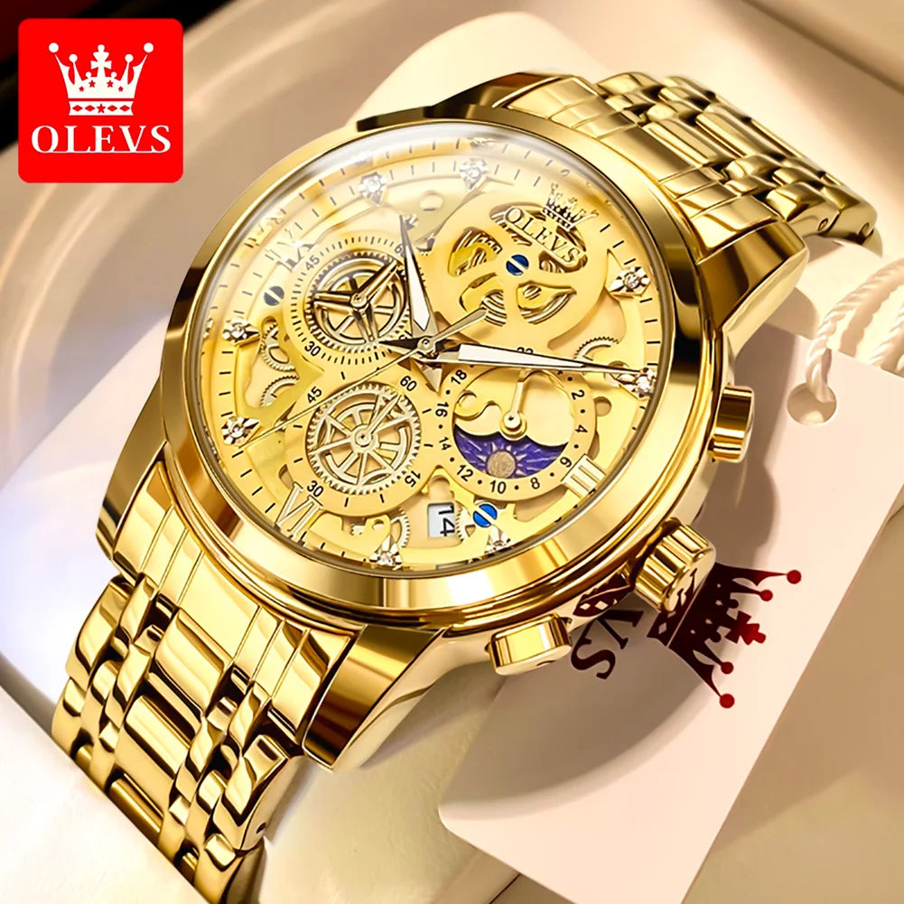 OLEVS Luxury Mens Quartz Watch With Stainless Steel Strap