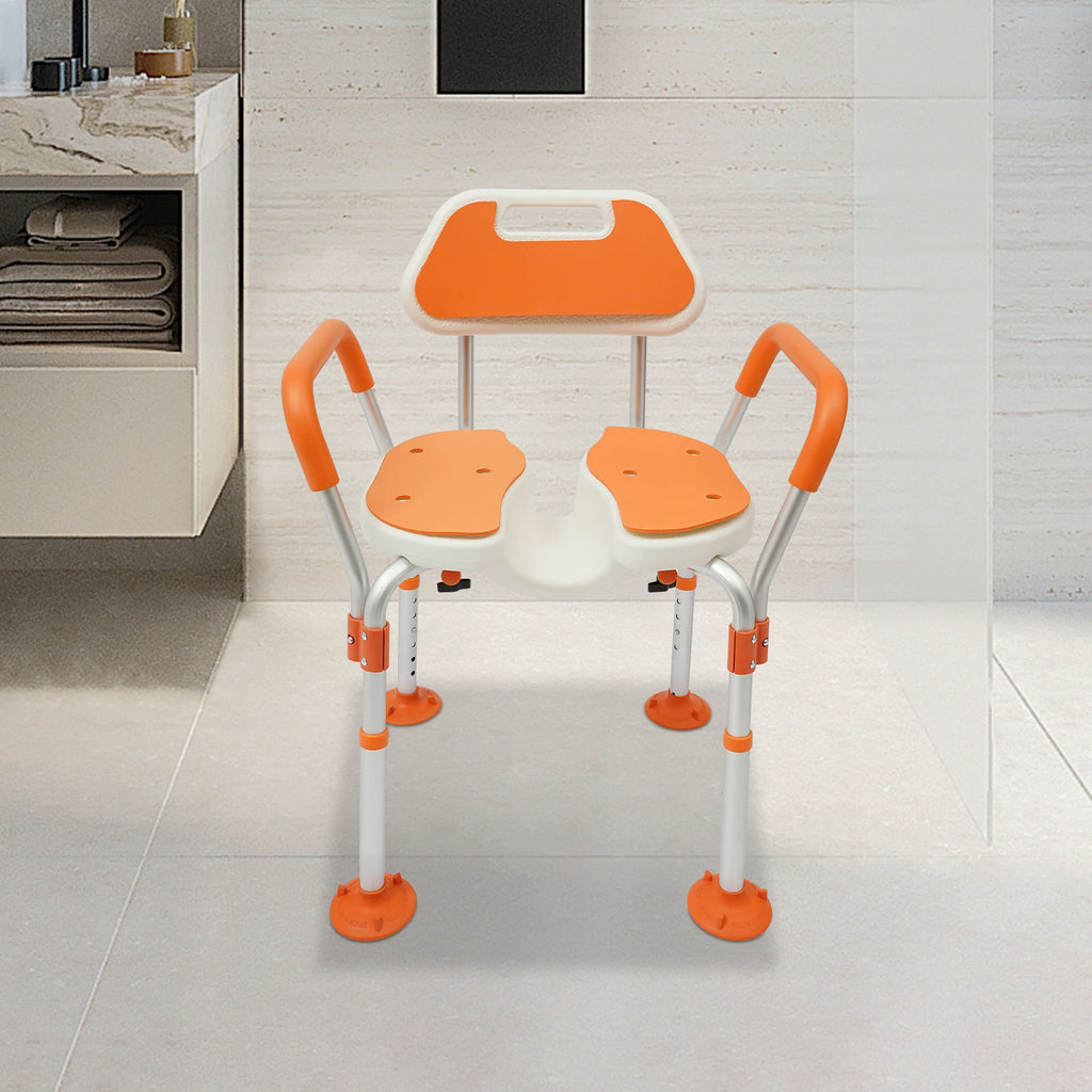 Folding Shower Seat with Adjustable Height and Armrests Sturdy and Secure Design Supports 275.58 Pounds Perfect for Elderly and Disabled Use