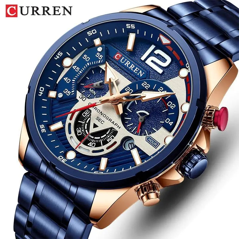 Curren Men's Quartz Chronograph Watch Sport Waterproof Date