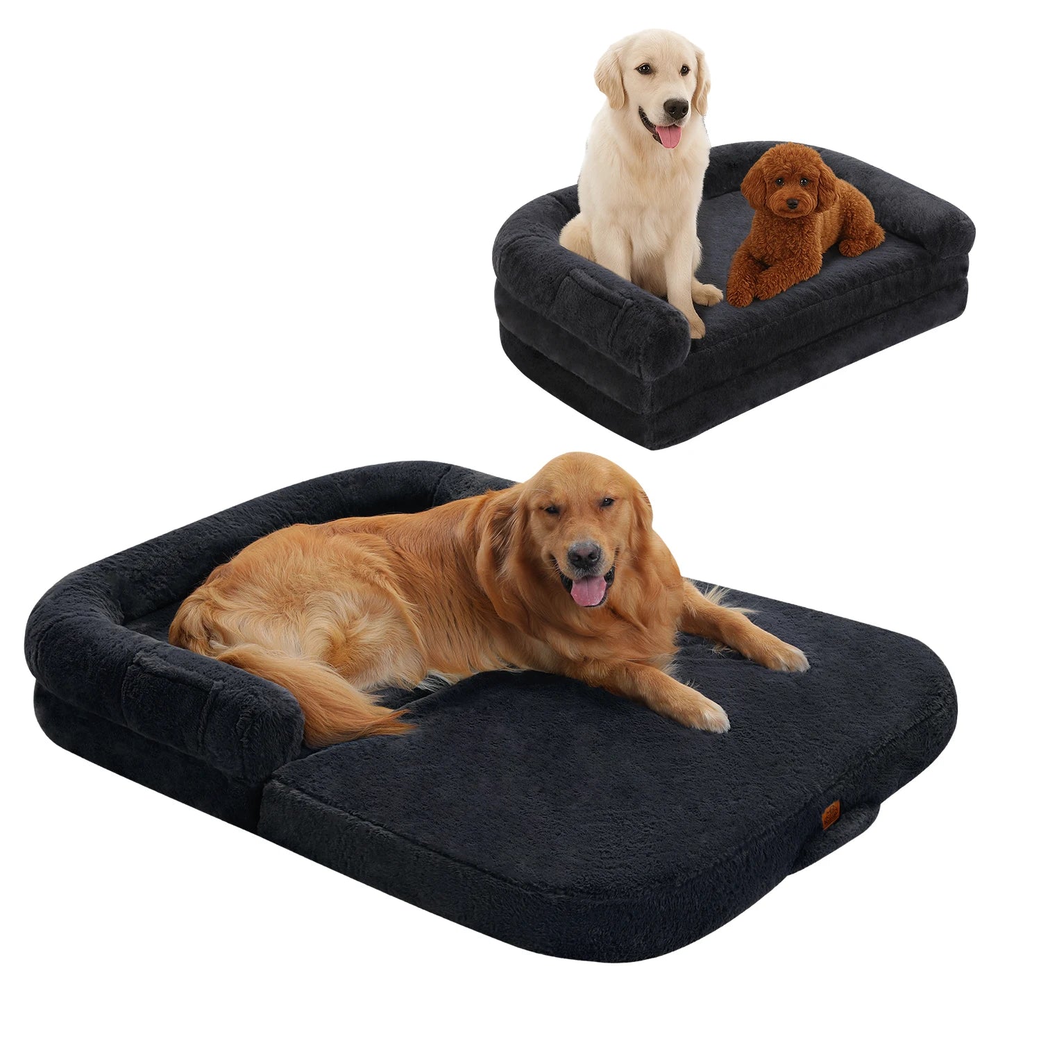 PAWZ Road Foldable Dog Bed Plush Washable Sofa Bed Non Slip Bottom
