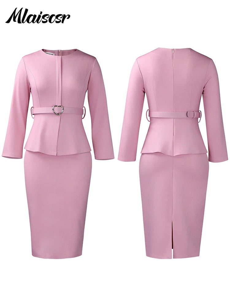Mlaiscsr African Women Formal Office Belted Mid Dress