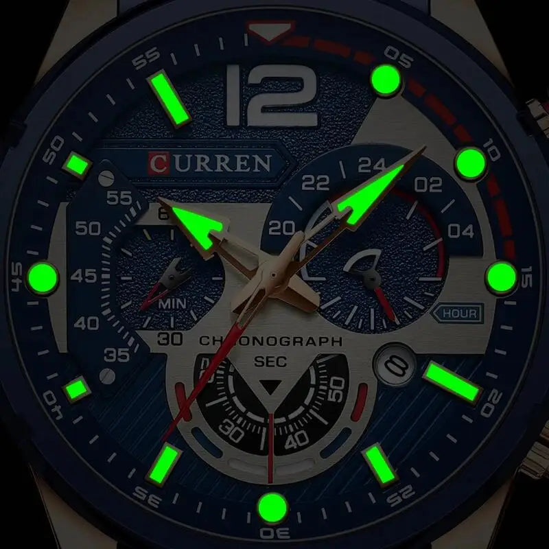 Curren Mens Quartz Chronograph Waterproof Wristwatch Date