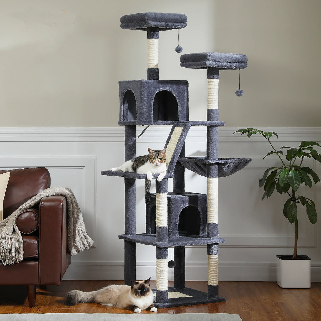 Large Cat Tree Tall Cat Tower for Indoor Cats Multi Level Plush Cat Condo with Scratching Posts Scratching Boards Perches and Caves