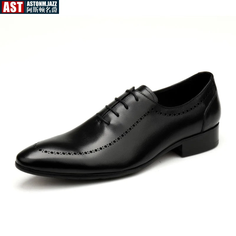 Italian Handmade Men's Oxford Shoes Real Calf Leather Black Brown Classic Brogue Business Wedding Dress Shoes For Men 2025 New