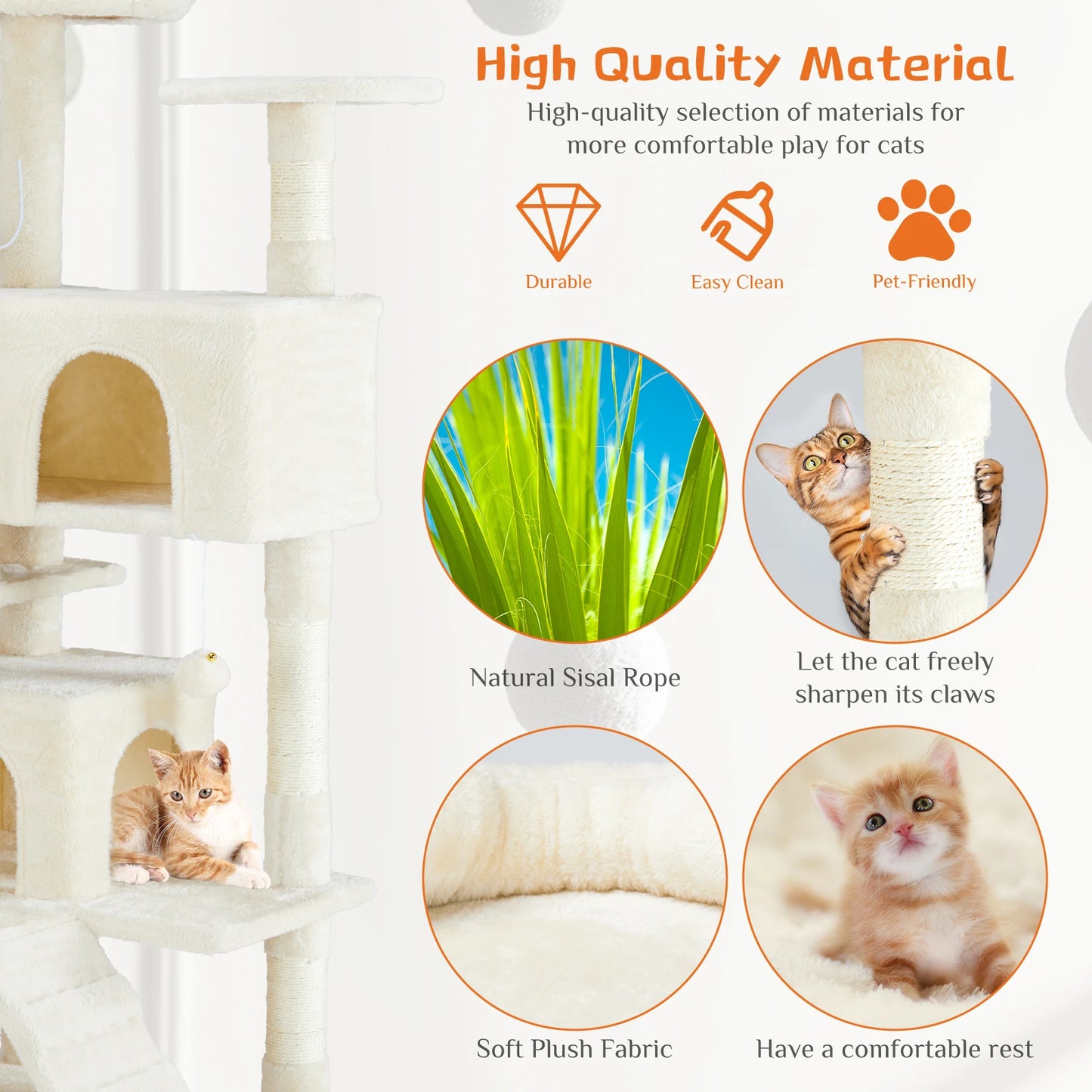JHK Cat Tree Tower For Indoor Cats With Sisal Scratching