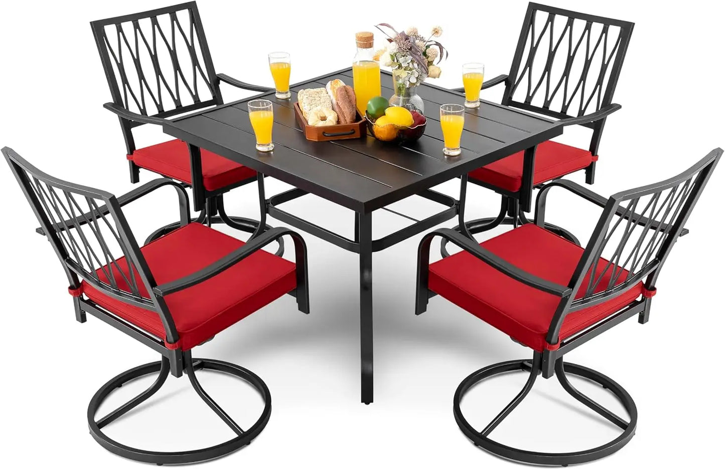 HUANZHUANG Outdoor 5 Piece Patio Dining Set With Table