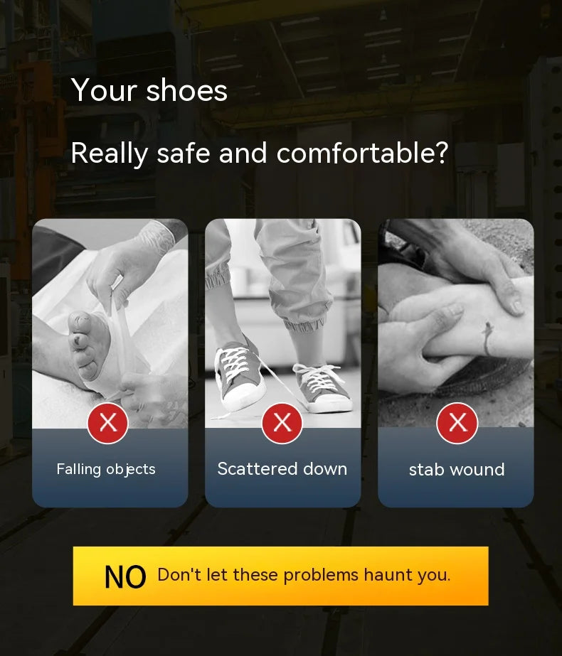 Men's Safety Work Boots Indestructible Steel Toe Anti- Smash Resistant Stab Proof Safety Shoes Breathable Slip-Resistant Durable