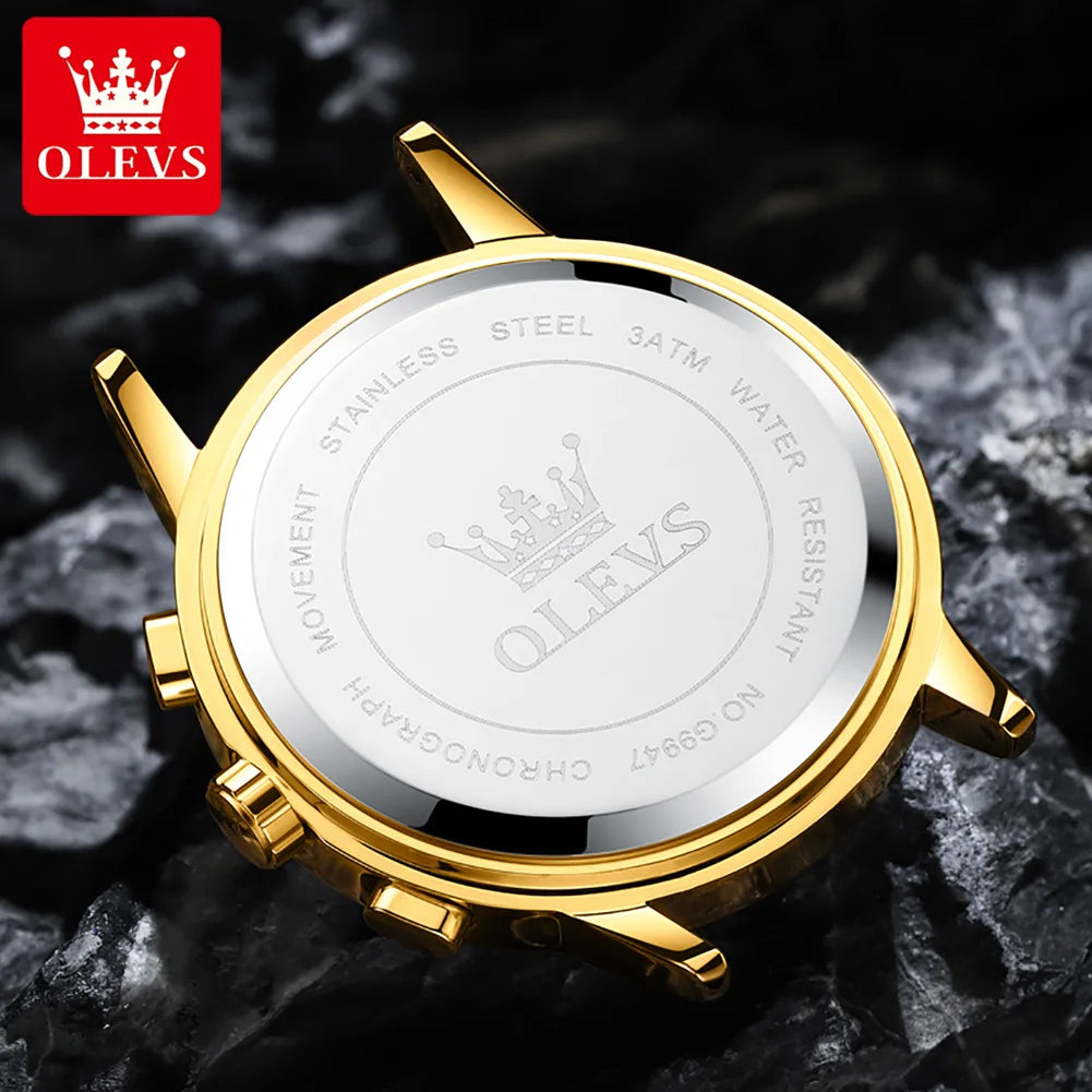 OLEVS Luxury Mens Quartz Watch With Stainless Steel Strap