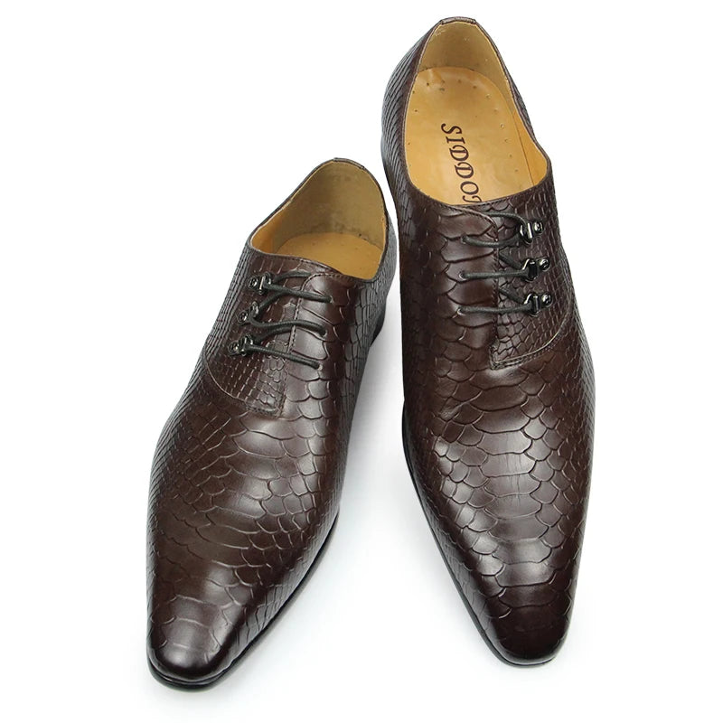 Handmade Wedding Oxfords Dress Office Shoes For Men High Grade Genuine Leather Dress Shoe Lace Up Leather Shoes Career Fashion