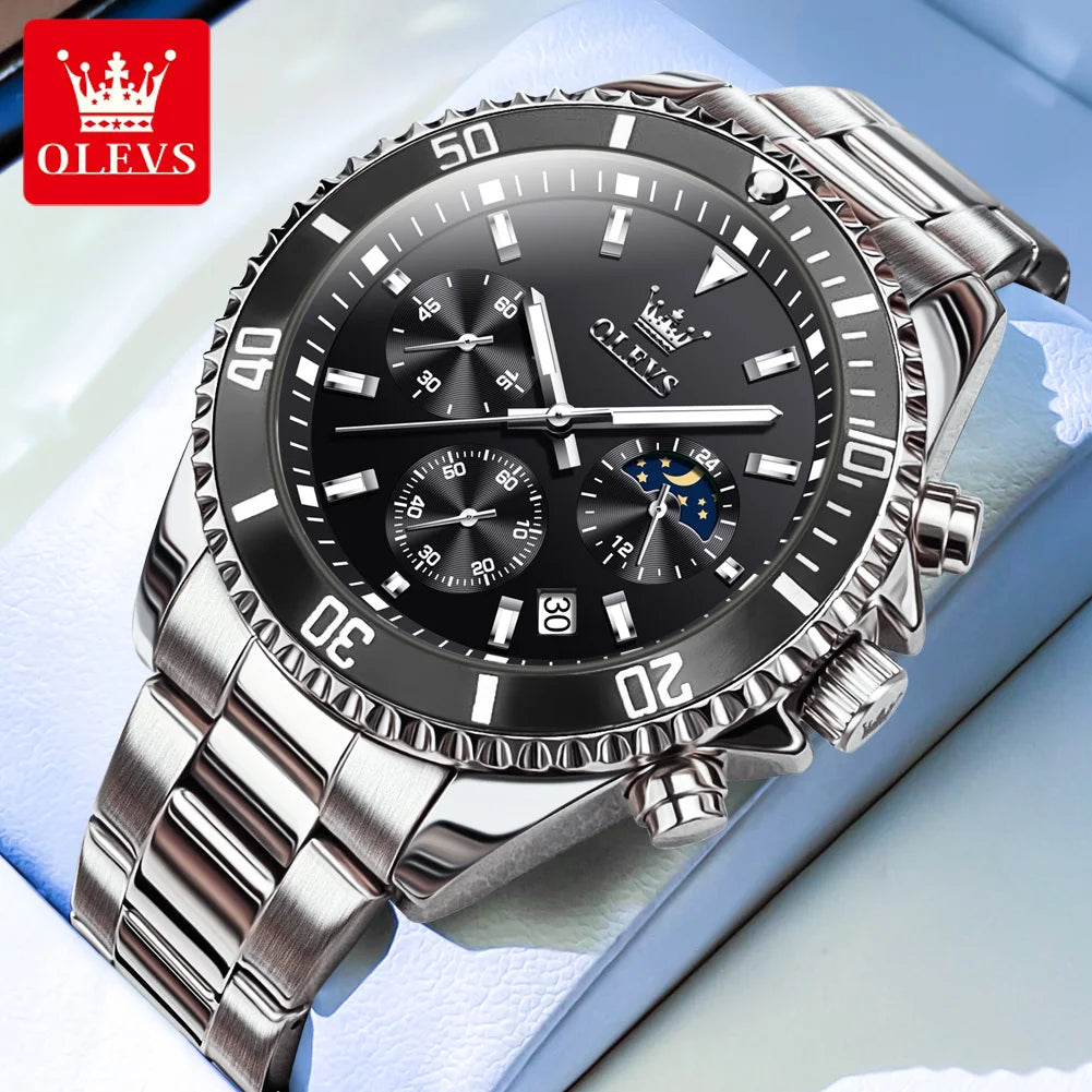 OLEVS Men's Classic Dress Watch Stainless Steel Big Face Date