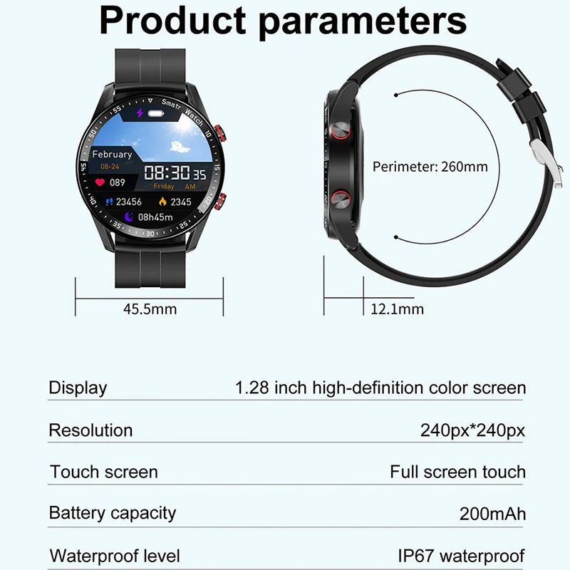 ECG PPG Bluetooth Smart Watch for Men Health Monitor