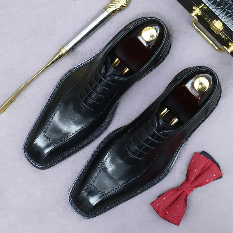 New Fashion Men Oxford Black/Coffee Casual Genuine Leather Business Buckle Square Toe Office & Career Men's Sapatos Shoes