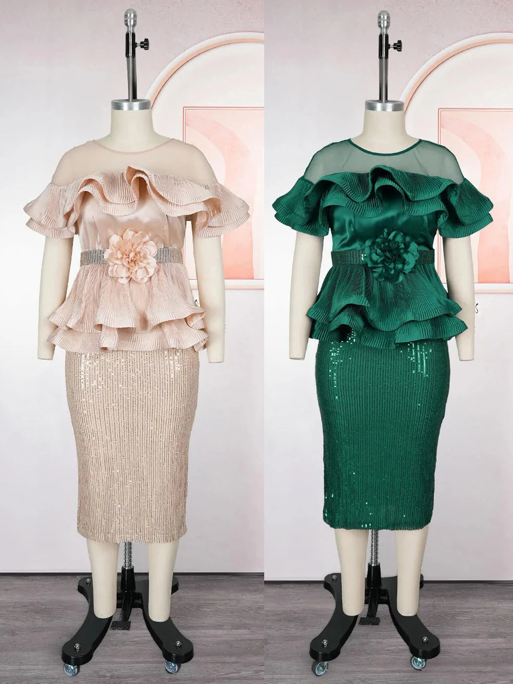Elegant Women Luxury Dashiki Sequins Bodycon Dress For Party Wedding