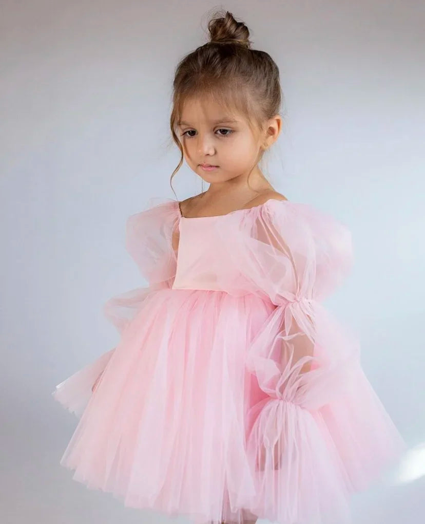New Born Baby Girls Party Dress Toddler Girl Tulle Wedding Birthday Baptism Ceremony Gown Elegant Princess Dress Clothes