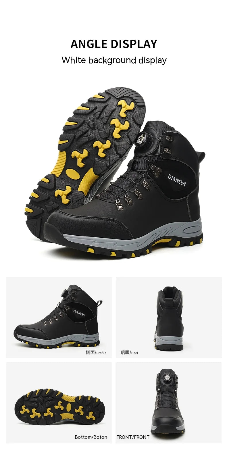 Men's Safety Work Boots Indestructible Steel Toe Anti- Smash Resistant Stab Proof Safety Shoes Breathable Slip-Resistant Durable