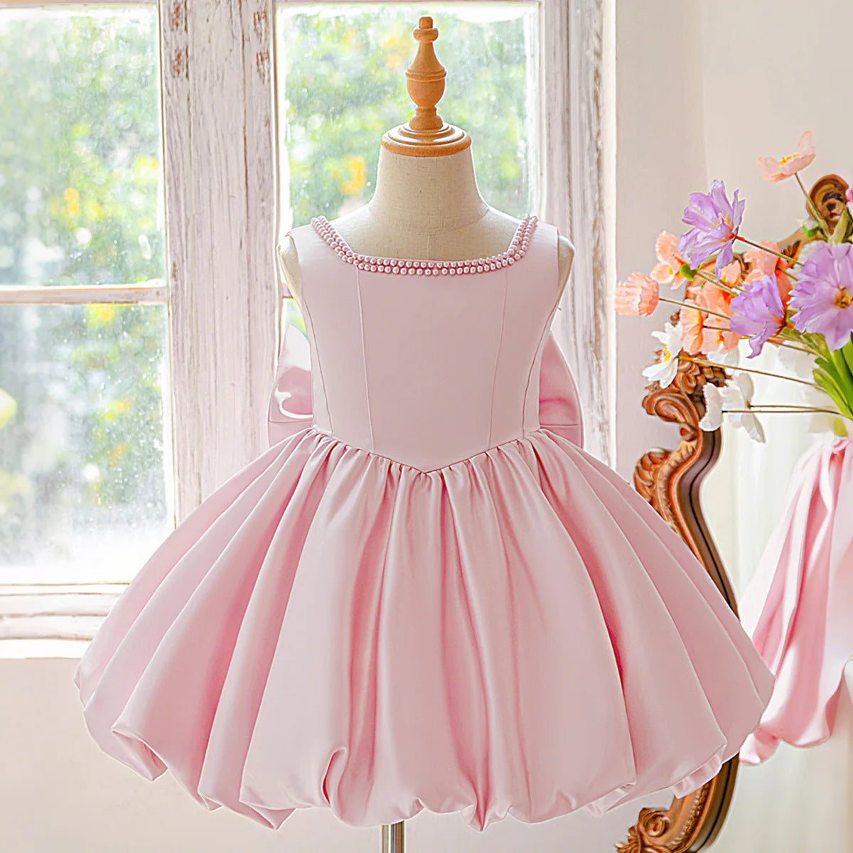 PLBBFZ Elegant Big Bow Tutu Dress For Girls Party Gown