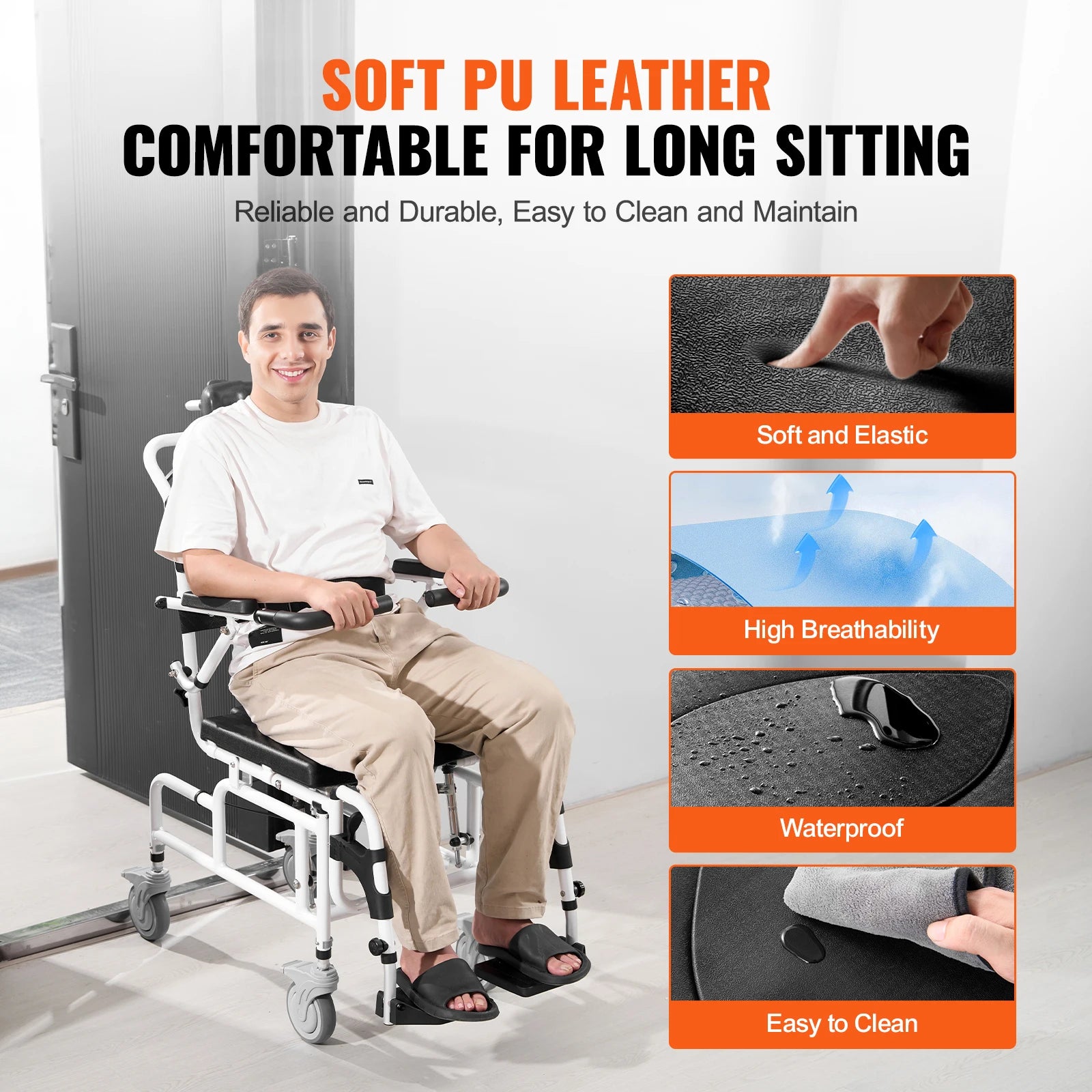 SucceBuy Shower Wheelchair Aluminum Alloy for Indoor Showers 300 lb