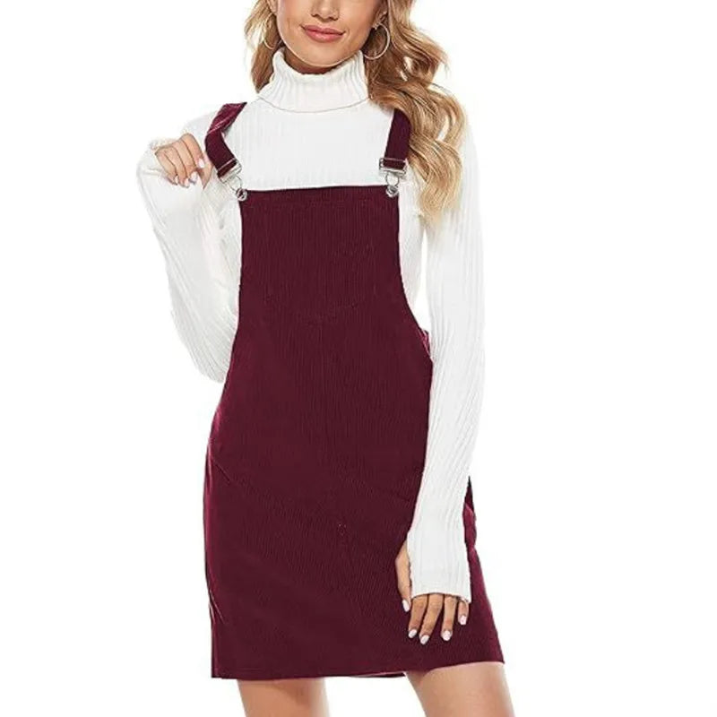 Aprmhisy Womens Corduroy Overall Dress Pinafore Sleeveless Jumper