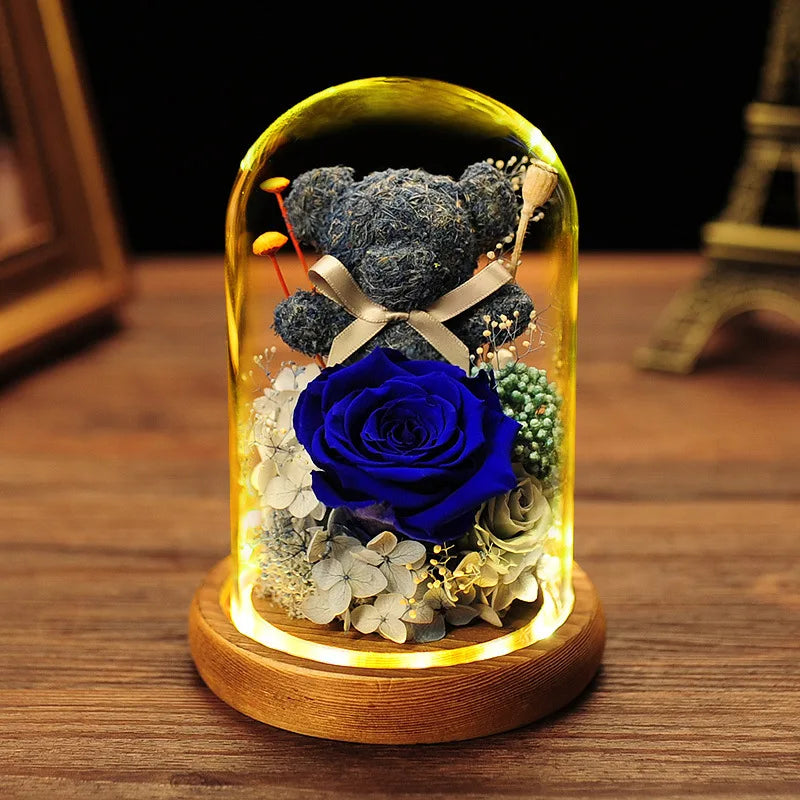 Eternal Flower Glass Cover Gift Box Lights Valentines Day