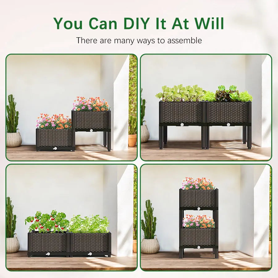 MTShining Plastic Large Flower Pot Box for Indoor Outdoor Planting