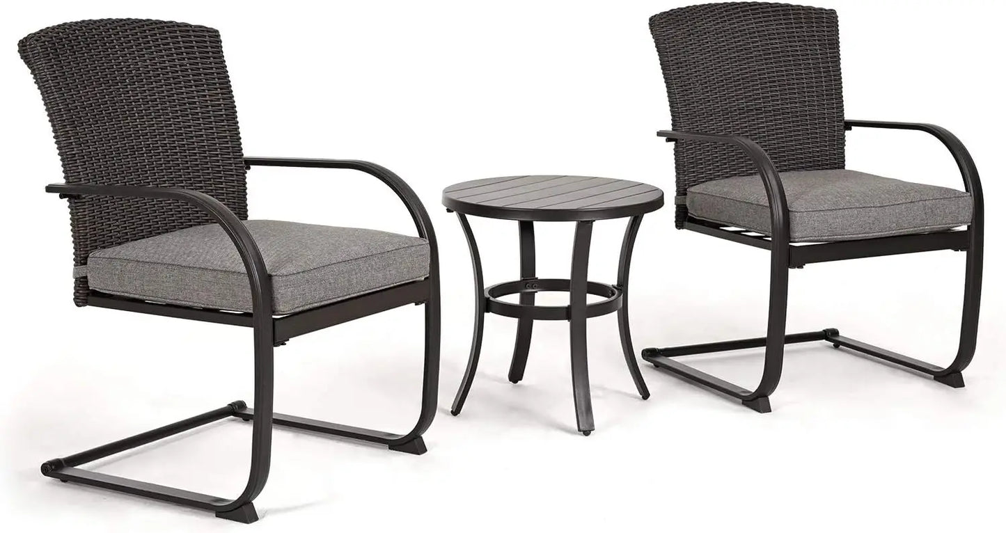 Hign-concerned Outdoor Wicker Bistro Set With Rocking Chairs