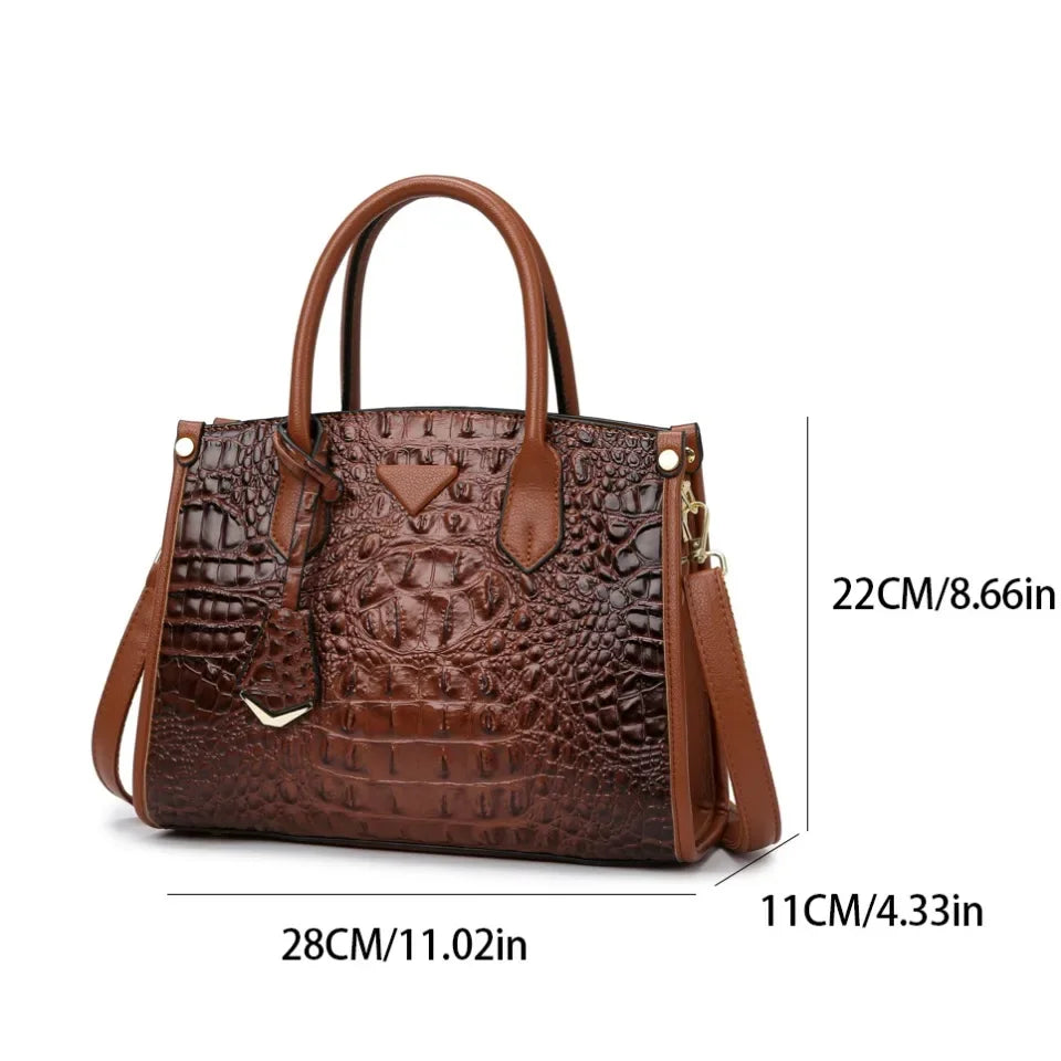VANDERWAHCN Crocodile Print Leather Crossbody Bag For Women