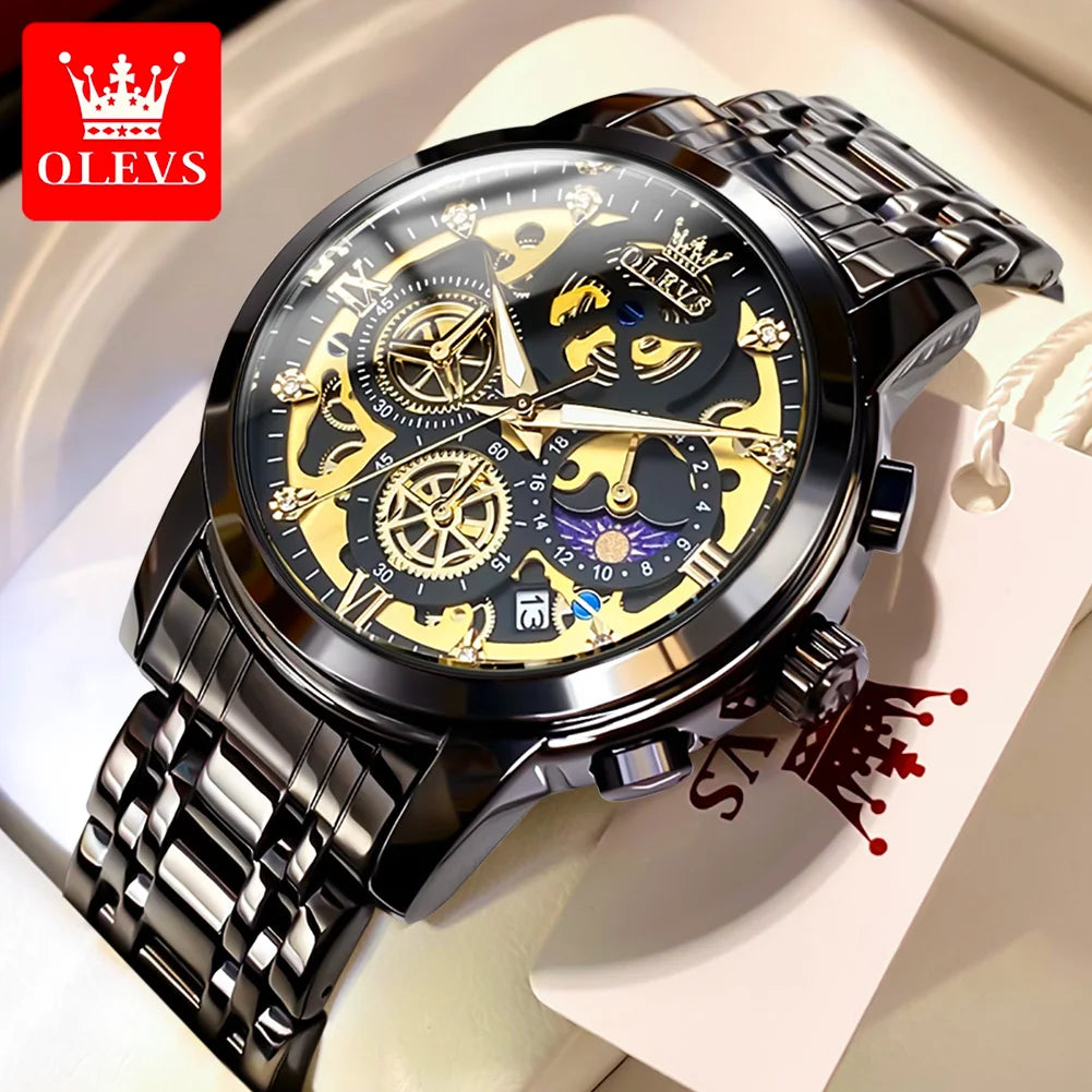 OLEVS Luxury Mens Quartz Watch With Stainless Steel Strap