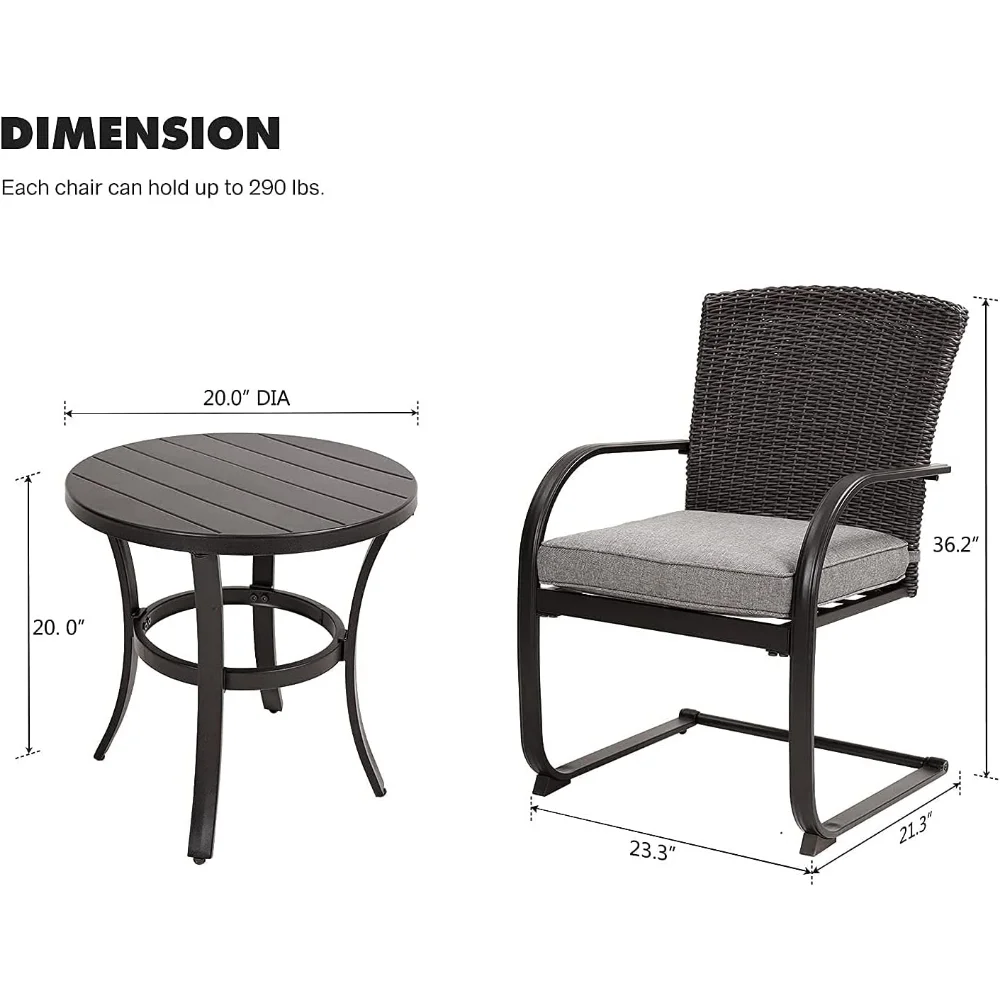 Hign-concerned Outdoor Wicker Bistro Set With Rocking Chairs