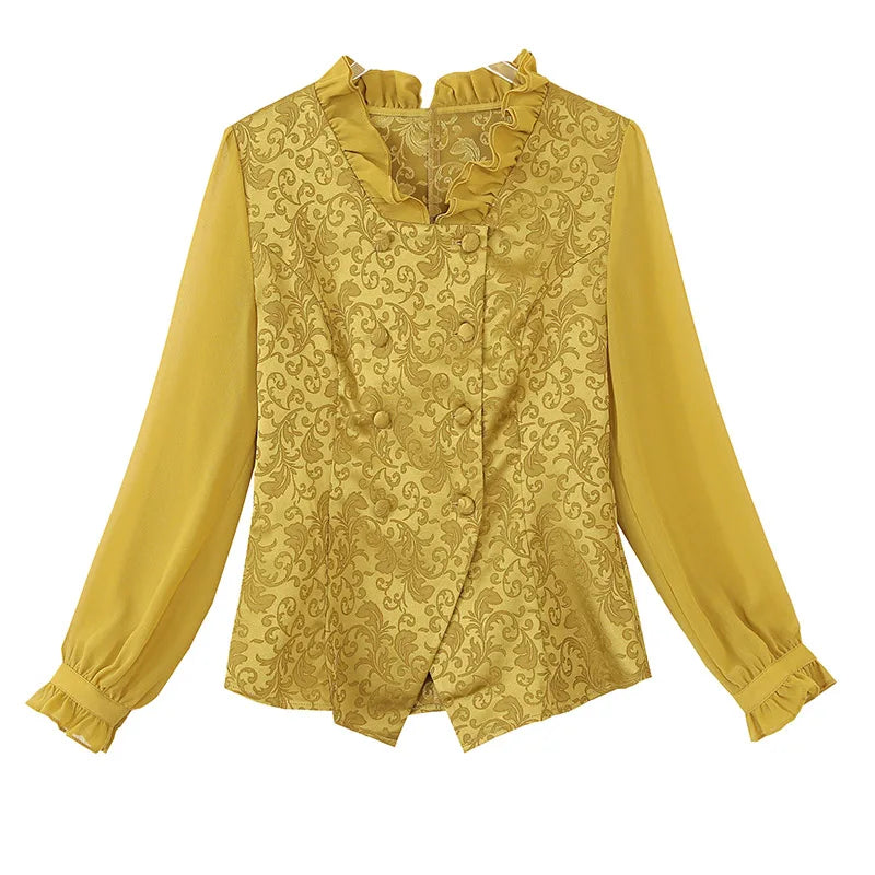Hunan Silk Shirt Women V Neck Satin Top For Office